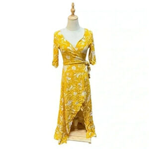 Cleobella Yellow Wrap Dress Size S